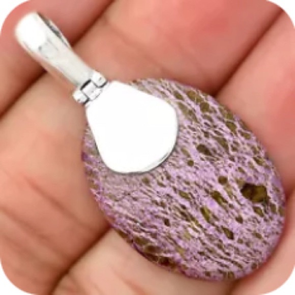 Earth Art hand crafted artisan Jewelry - Natural Purpurite Sterling silver pendant